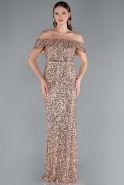 Gold Abendkleid İm Meerjungfrau-Stil Schuppig Lang ABU4778