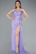 Abendkleid Lang Perlenbesetzt Lila ABU4871