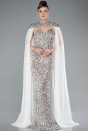 Abendkleid Lang Schuppig Beige ABU4910
