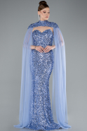 Abendkleid Lang Schuppig Indigo ABU4910