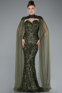 Abendkleid Lang Schuppig Khaki ABU4910