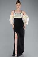 Schwarz-Gelb Partykleid Lang ABU2911