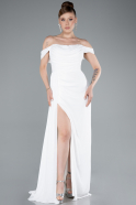 Abendkleid Lang Chiffon Weiß ABU4925