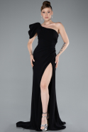 Schwarz Abendkleid İm Meerjungfrau-Stil Chiffon Lang ABU4091