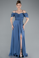 Grau-Indigo Abschlusskleid Satin Lang ABU4703