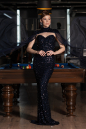 Abendkleid Lang Schuppig Marineblau ABU4910