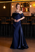 Abendkleid im Meerjungfrau-Stil Lang Marineblau ABU4920