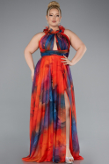 Abendkleid in Übergröße Lang Orange ABU4902