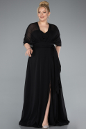 Kleider in Großen Größen Lang Chiffon Schwarz ABU4951