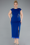 Partykleid in Übergröße Midi Sächsischblau ABK2340