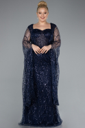 Abendkleid in Übergröße Lang Marineblau ABU4945