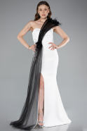 Abendkleid Lang Schwarz-Weiß ABU4969
