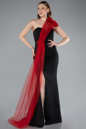 Abendkleid Lang Schwarz-Rot ABU4969