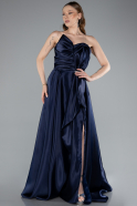 Marineblau Abendkleid Satin Lang ABU4561