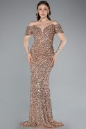 Gold Abendkleid İm Meerjungfrau-Stil Schuppig Lang ABU4906