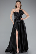 Abendkleid Lang Satin Schwarz ABU4975