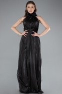 Schwarz Abendkleid Chiffon Lang ABU4811