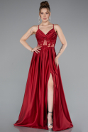 Weinrot Abendkleid Satin Lang ABU2583