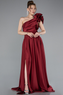Weinrot Abendkleid Satin Lang ABU4189
