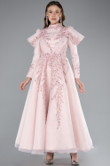 Hijab-Abendkleid Midi Puder ABK2351