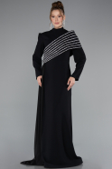 Hijab-Abendkleid Lang Schwarz ABU4976