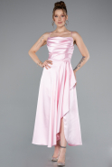 Rosa Partykleid Satin Midi ABK1586