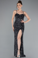 Anthrazit Abendkleid Schuppig Lang ABU4842