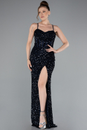 Abendkleid Lang Schuppig Marineblau ABU4842