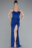 Sächsischblau Abendkleid Schuppig Lang ABU4842