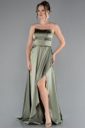 Abschlusskleid Lang Satin Khaki ABU5023