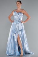 Eisblau Abendkleid Satin Lang ABU4561