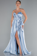 Eisblau Abendkleid Satin Lang ABU3674
