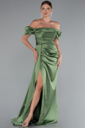 Khaki Verlobungskleid Satin Lang ABU1606