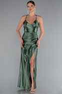 Pistaziengrünes Abschlusskleid Satin Lang ABU2800