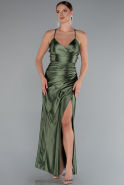 Khaki Abschlusskleid Satin Lang ABU2800