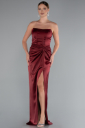 Weinrot Abschlusskleid Satin Lang ABU3474