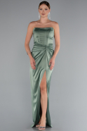 Pistaziengrünes Abschlusskleid Satin Lang ABU3474