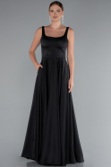 Abschlusskleid Lang Satin Schwarz ABU5059