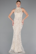 Beige Abendkleid Lang ABU4791