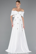 Weiß Abendkleid Satin Lang ABU5015