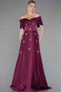 Pflaume Abendkleid Satin Lang ABU5015