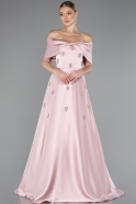 Puder Abendkleid Satin Lang ABU5015