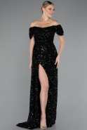 Abendkleid Lang Schuppig Schwarz ABU4843