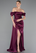 Verlobungskleid Satin Lang Kirschrot ABU1606