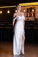 Abendkleid Lang Spitze Weiß ABU4270
