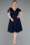 Marineblau Kleider İn Großen Größen Kurz Chiffon ABK1376