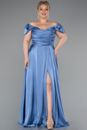 Indigo Abendgarderobe İn Großen Größen Satin Lang ABU4576