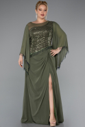 Abendkleid in Übergröße Lang Chiffon Khaki ABU5093