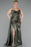Khaki Abschlusskleid In Übergröße Satin Lang ABU3855