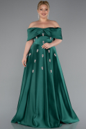 Smaragdgrün Abendkleid İn Übergröße Satin Lang ABU4998